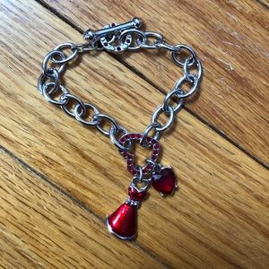 Silver “Go Red” charm bracelet